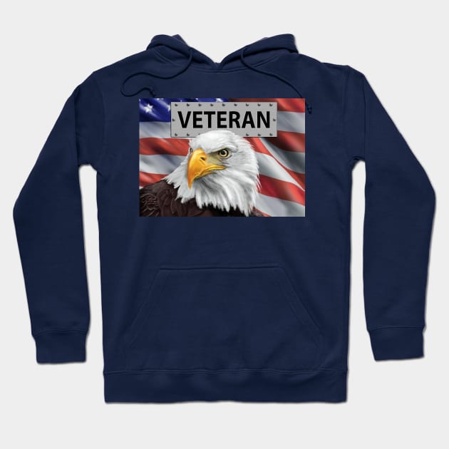 Patriotic United States Veteran American Eagle and Flag Art Hoodie by abbottcartoons